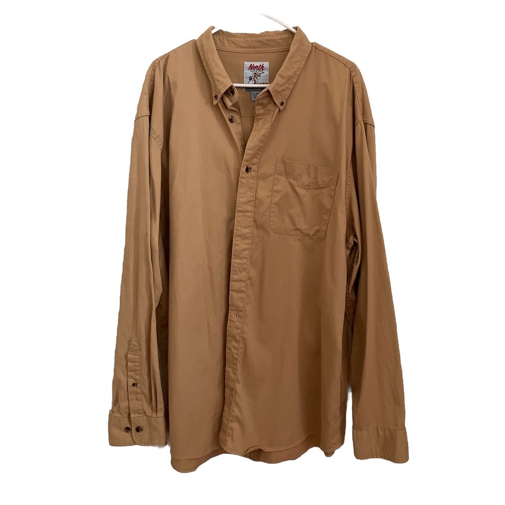 North Country Shirt Sz XXL BROWN Men's Long-Sleeve‎ Button Down